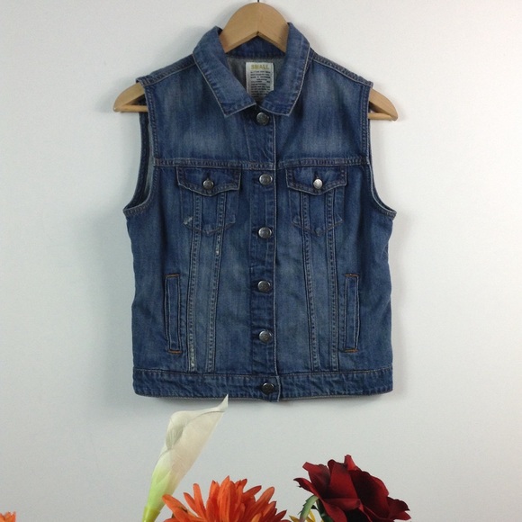 J. Crew distressed denim vest